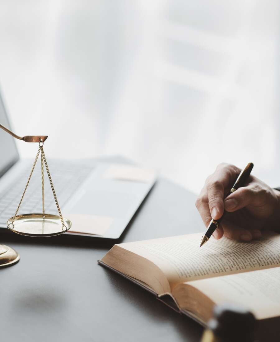 Lawyers read legal books defend their clients' cases.