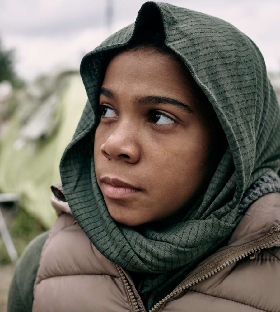 Sad Black Refugee Girl